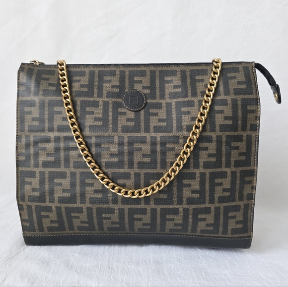 Fendi Handbags - Auth Fendi Zucca FF Monogram Clutch Bag